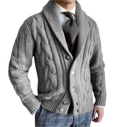 Warm Crew Neck Mens Cardigan Sweater