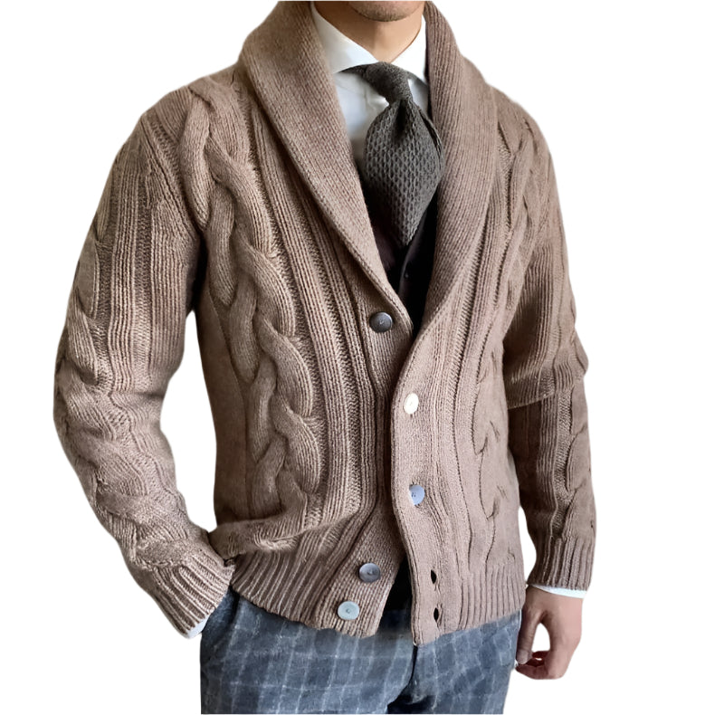 Warm Crew Neck Mens Cardigan Sweater
