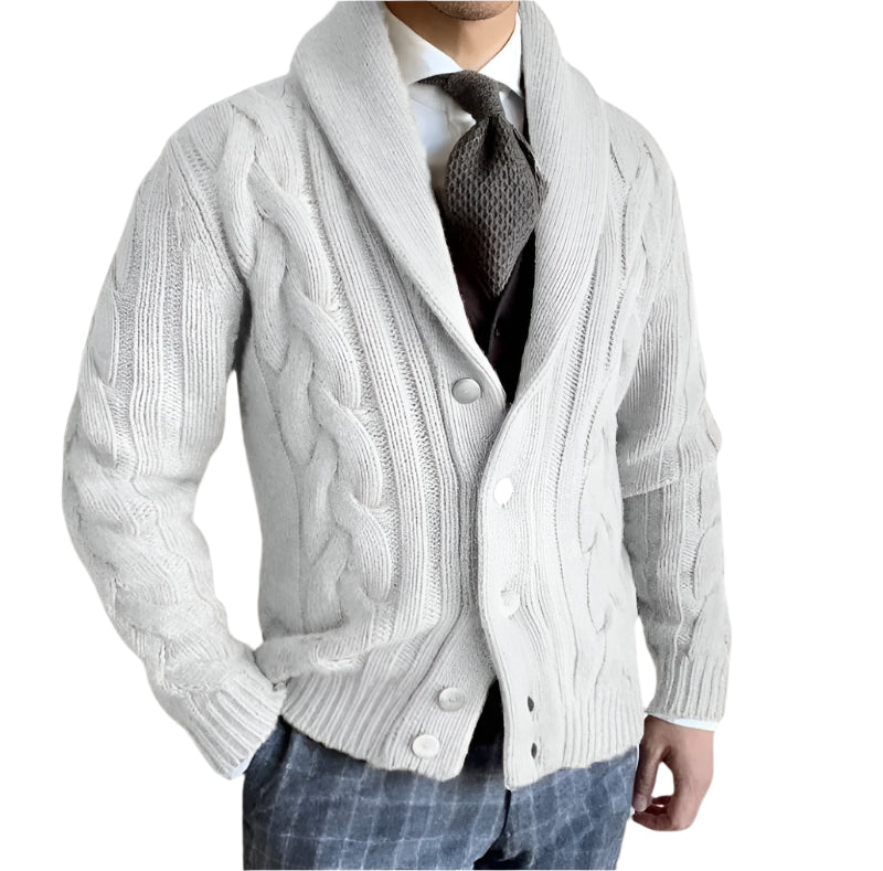 Warm Crew Neck Mens Cardigan Sweater