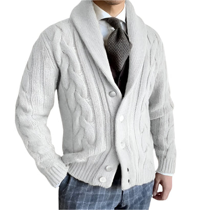 Warm Crew Neck Mens Cardigan Sweater