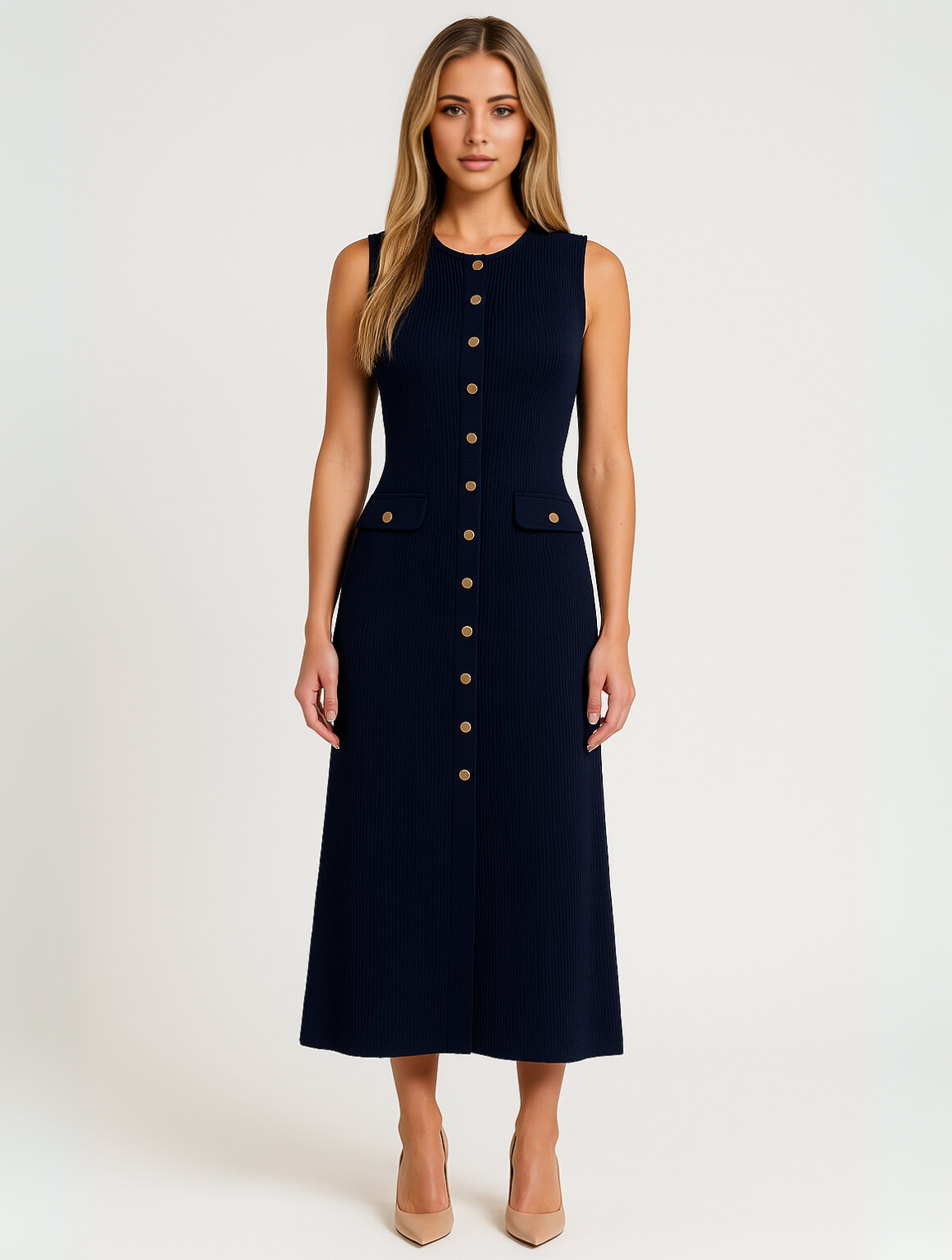 Timeless Mid Length Button Down Dress - OutfitLondon