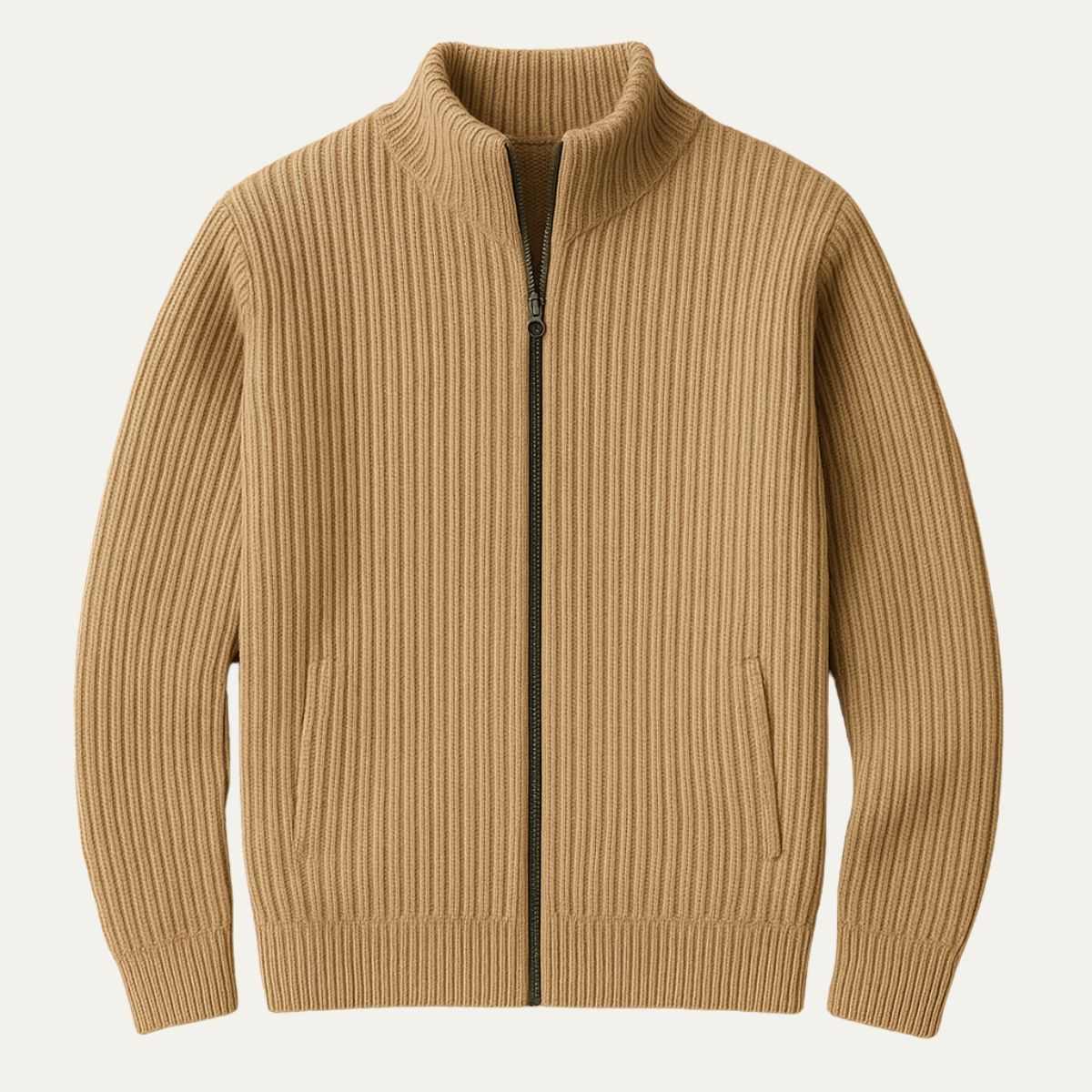 Cozy Cable Knit Zipper Sweater - OutfitLondon