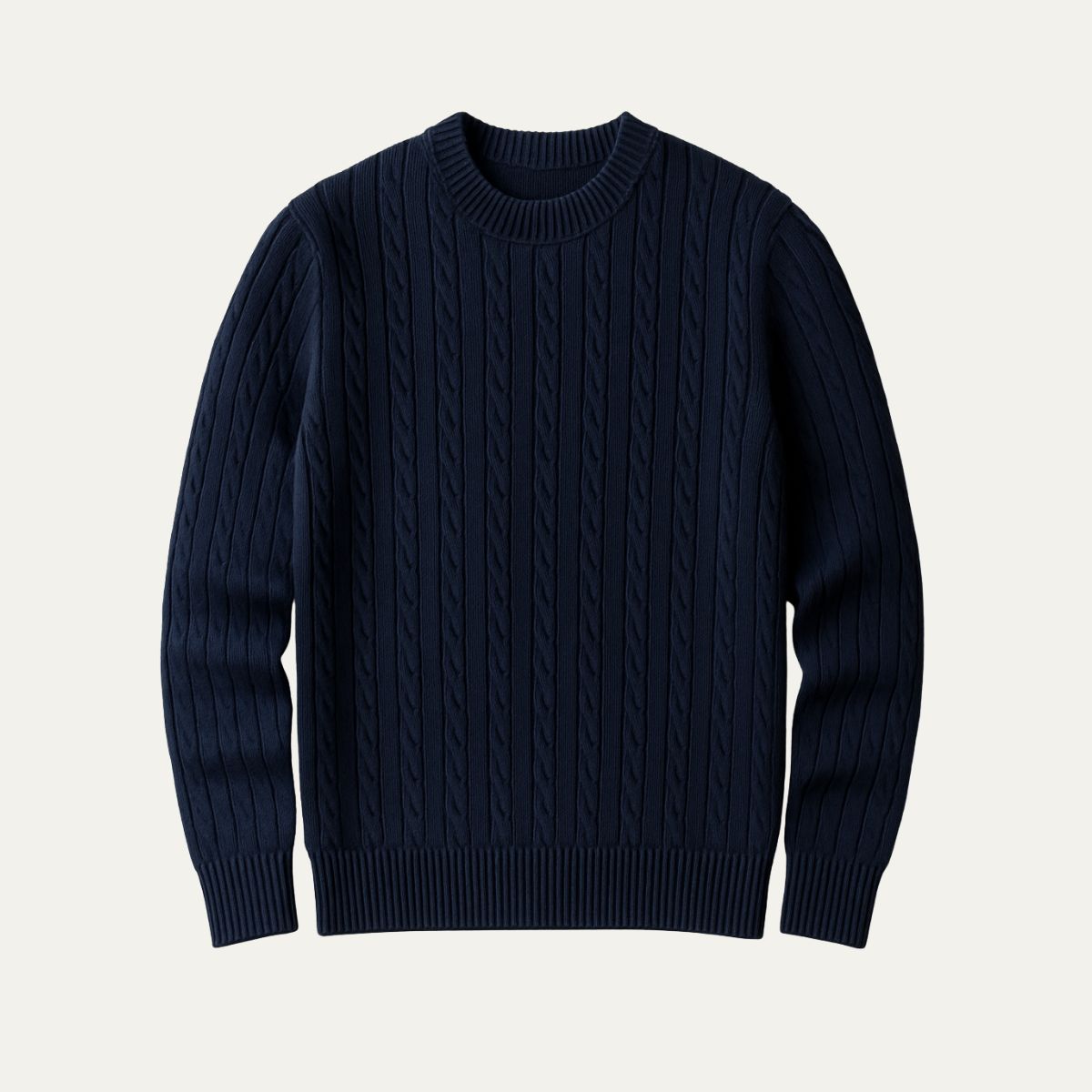 Soft Navy Blue Men's Merino Wool Sweater - OutfitLondon