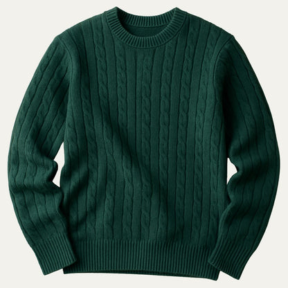 Luxury Green Mens Wool Crew Neck Sweater - OutfitLondon