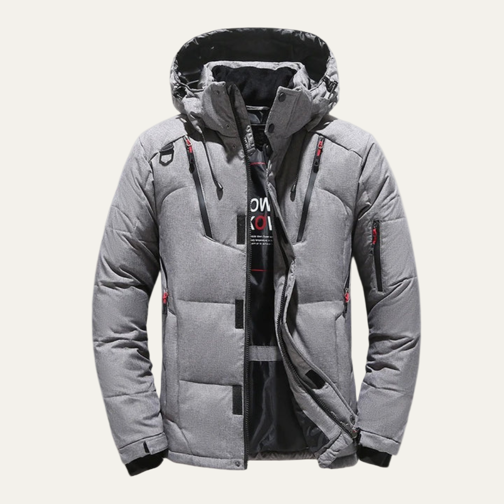 Warm Waterproof Puffer Coat for Men with Removable Hood