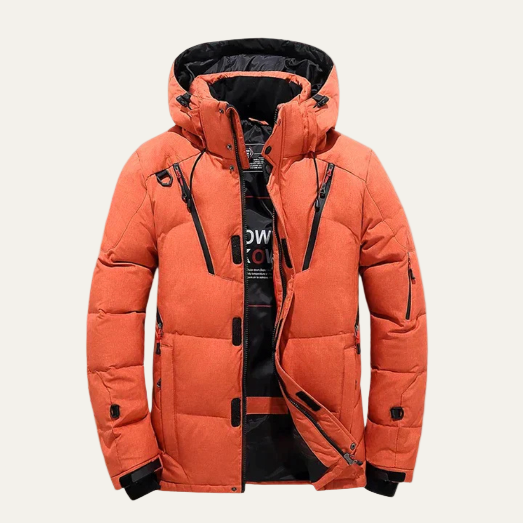 Warm Waterproof Puffer Coat for Men with Removable Hood