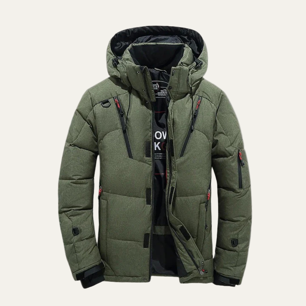 Warm Waterproof Puffer Coat for Men with Removable Hood
