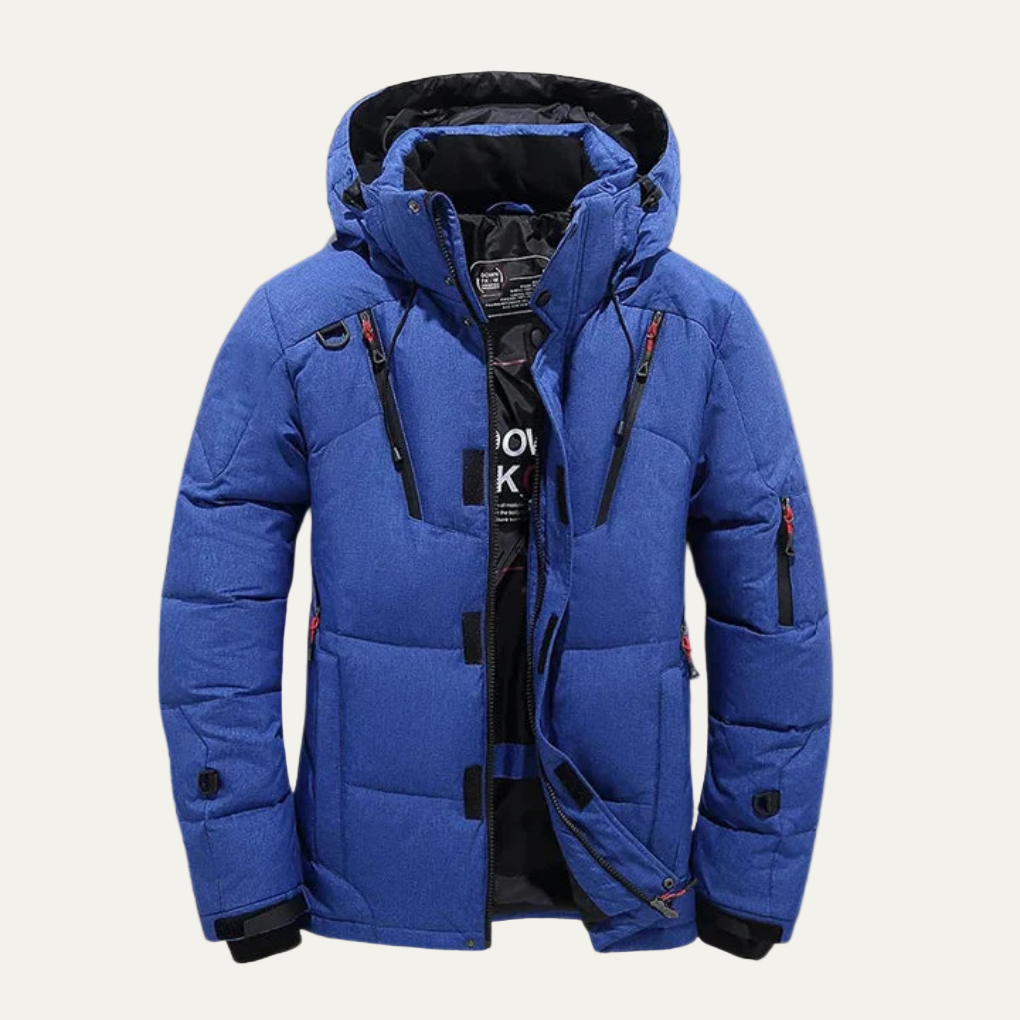 Warm Waterproof Puffer Coat for Men with Removable Hood