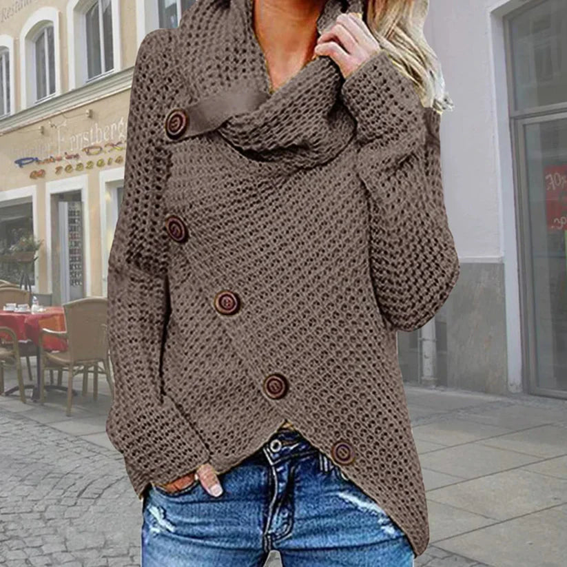 Chic Turtleneck Sweater: Trendy Asymmetric Style