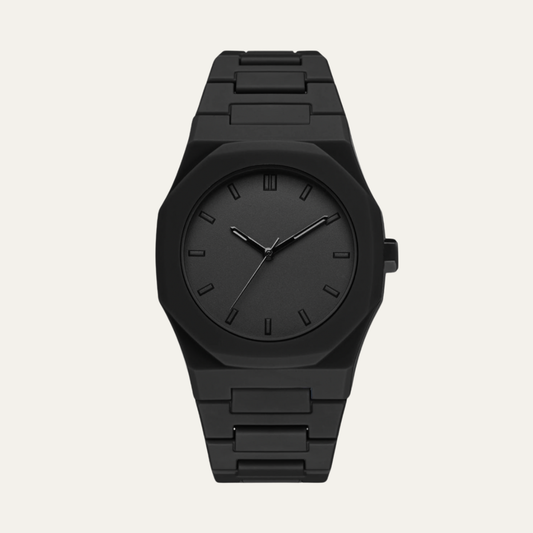 Sleek Black Men's Stainless Steel Watch - OutfitLondon