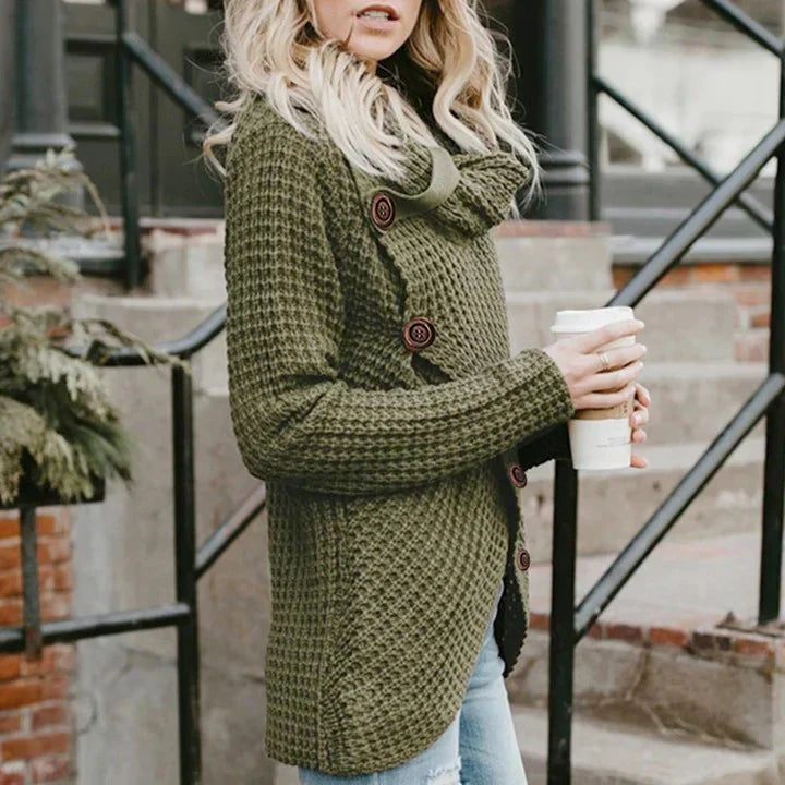Chic Turtleneck Sweater: Trendy Asymmetric Style - OutfitLondon
