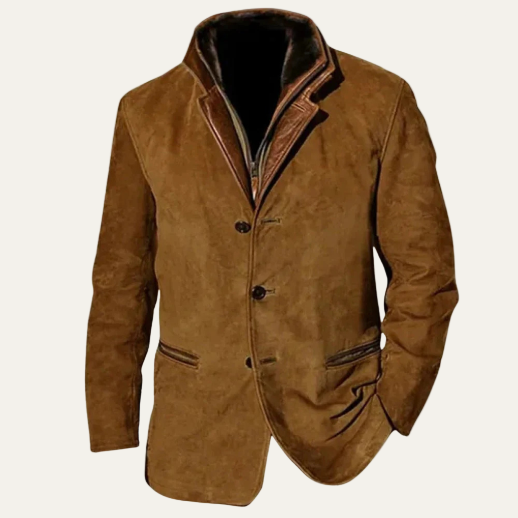Luxury Suede Fit Blazer with Contrast Collar