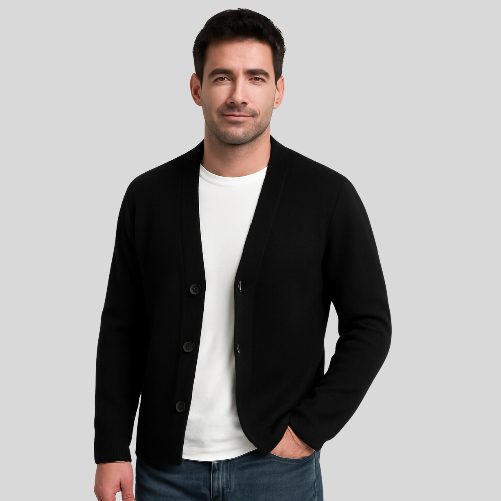 Casual Fit Crew Neck Sweater Cardigan - OutfitLondon