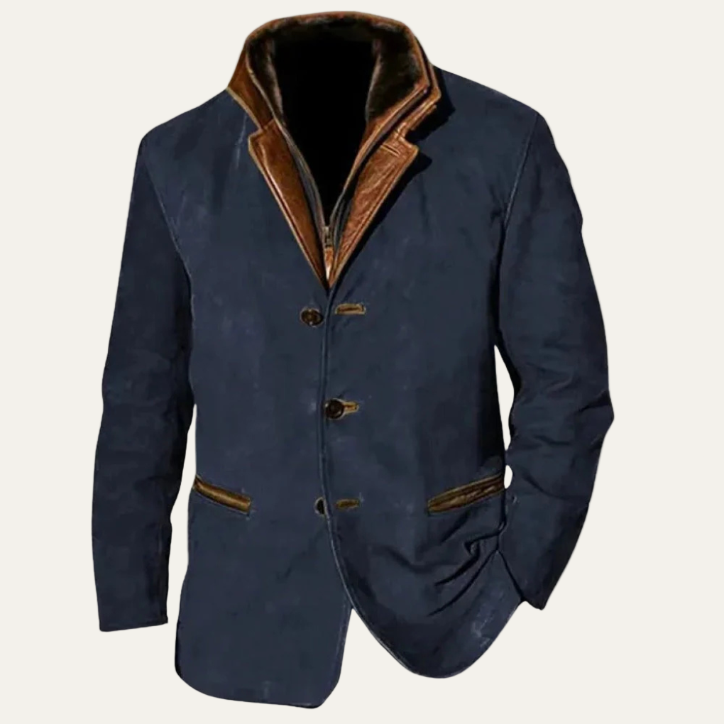 Luxury Suede Fit Blazer with Contrast Collar