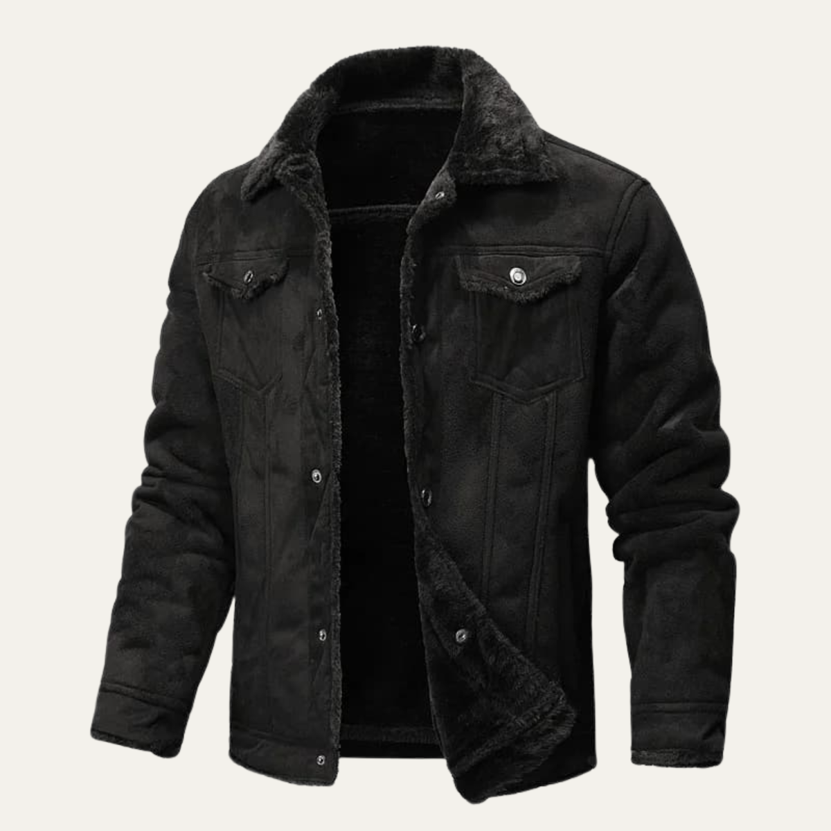 Men's Synthetic Leather Insulated Denim Jacket