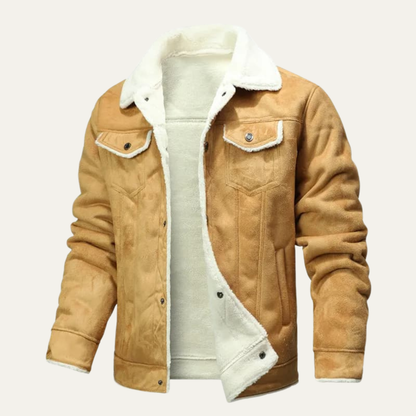 Warm Men's Leather Shearling Biker Jacket