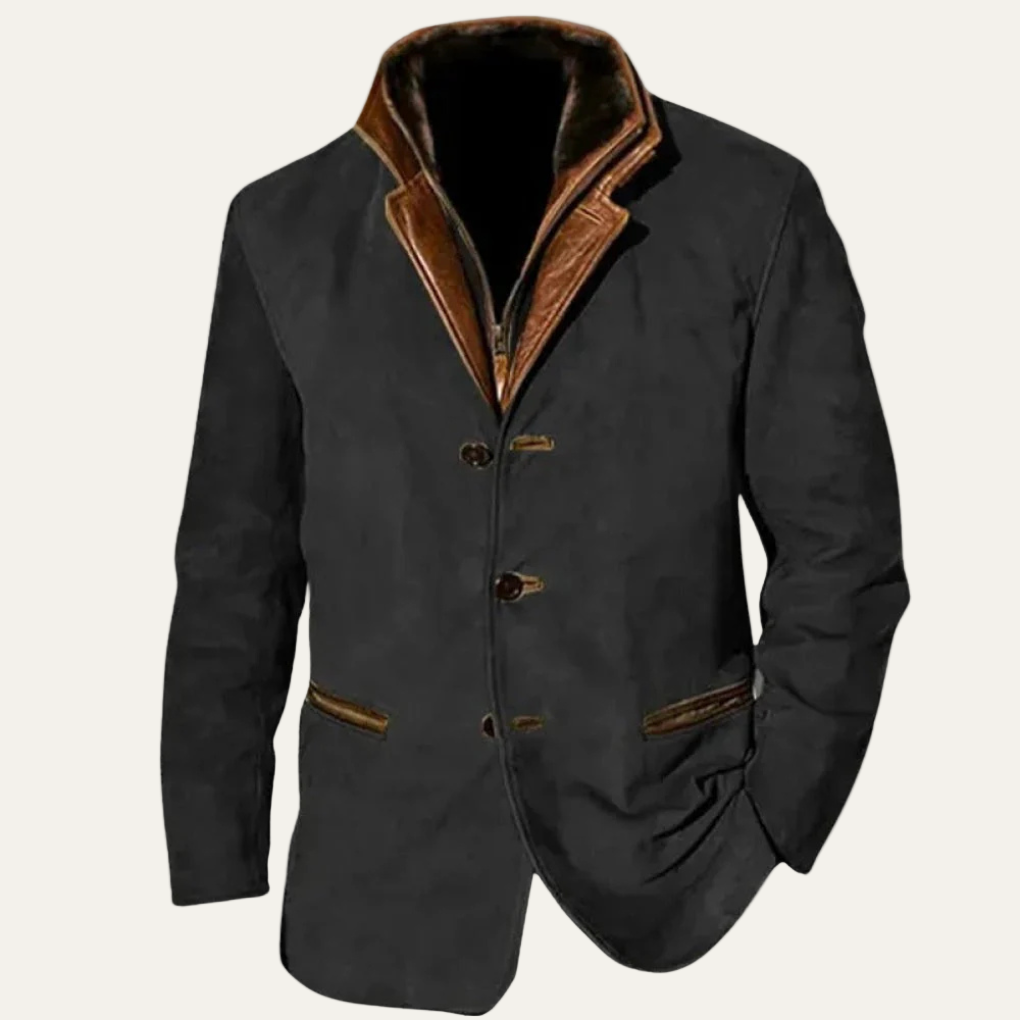 Luxury Suede Fit Blazer with Contrast Collar