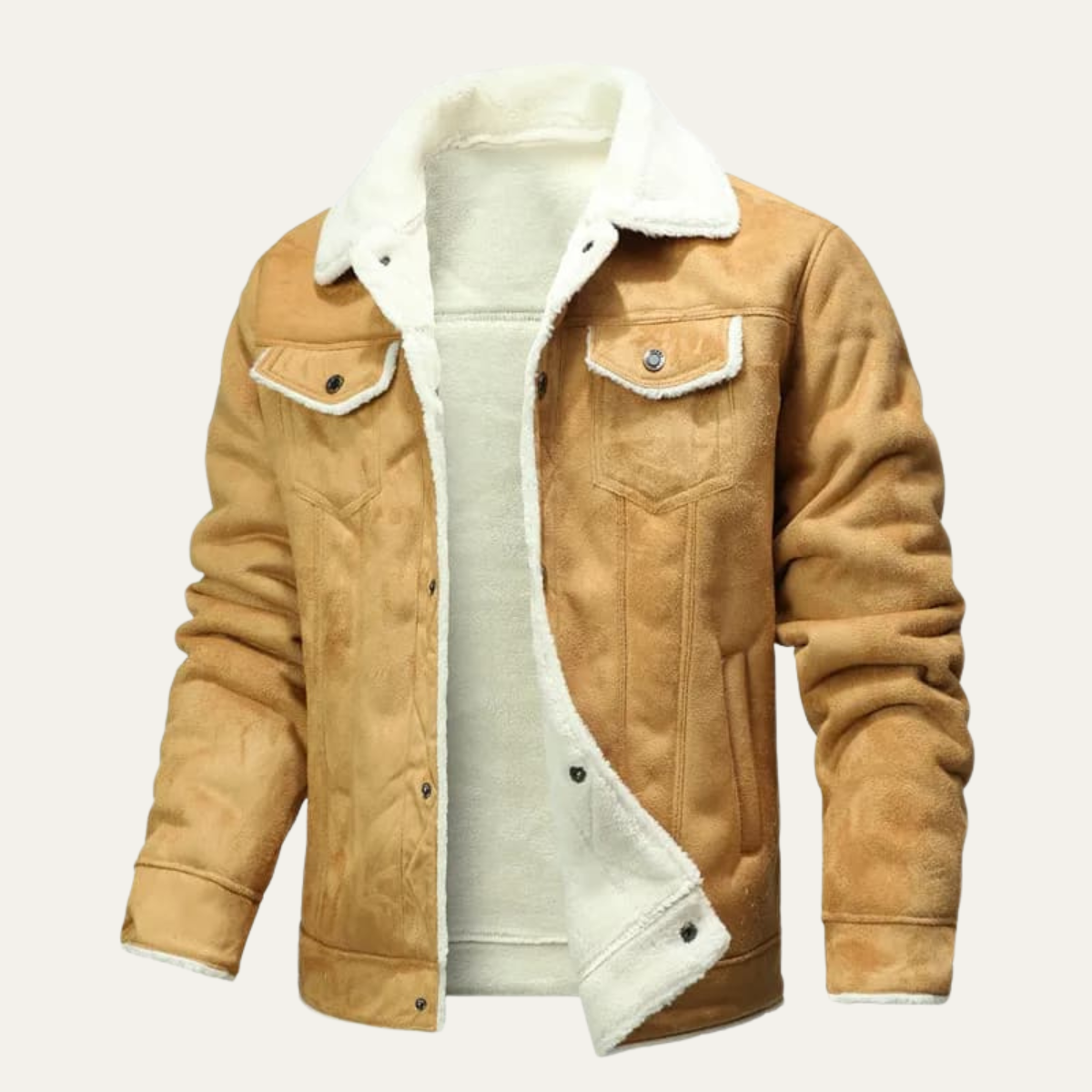 Men's Synthetic Leather Insulated Denim Jacket