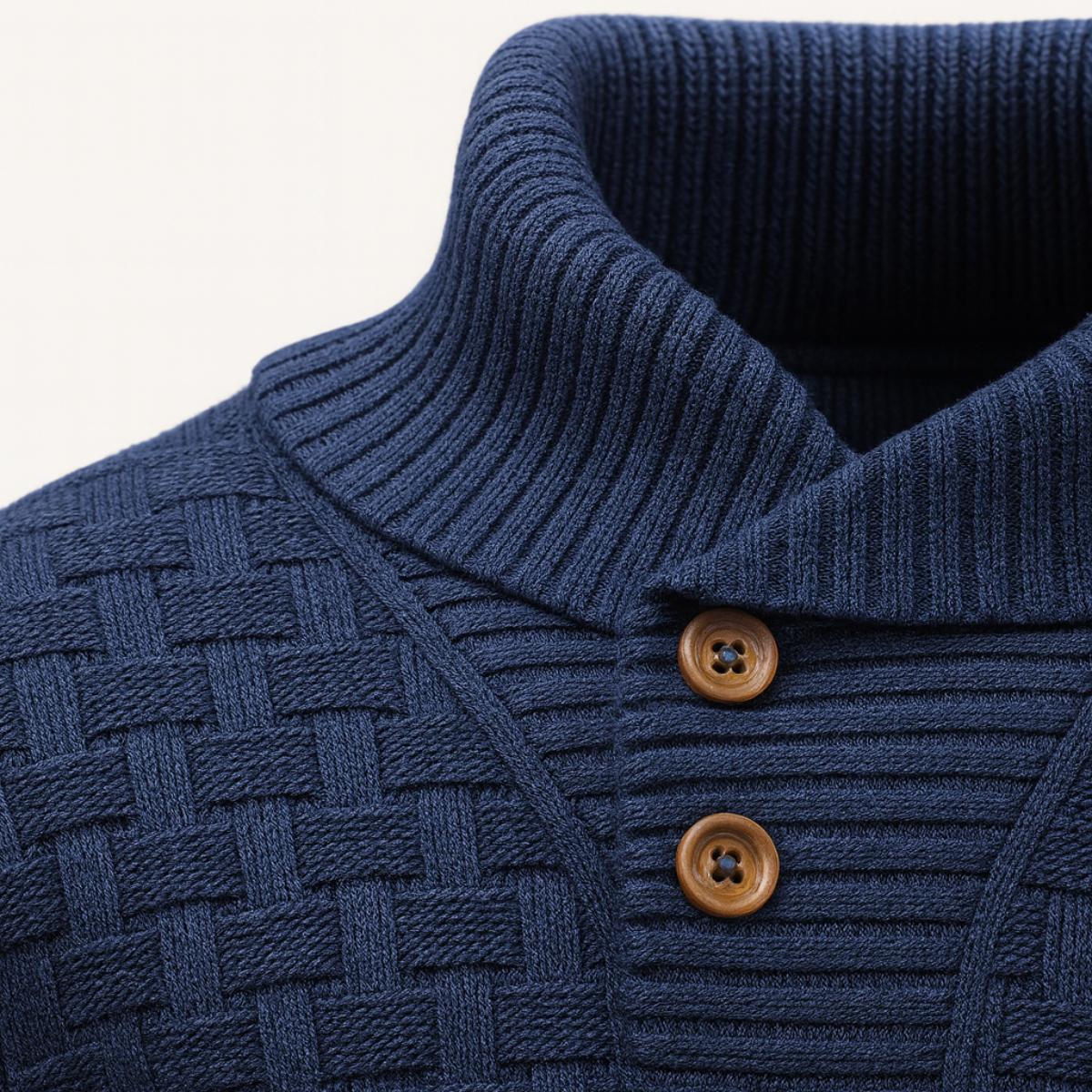 Classic Mens Thick Cable Knit Sweater with Buttons