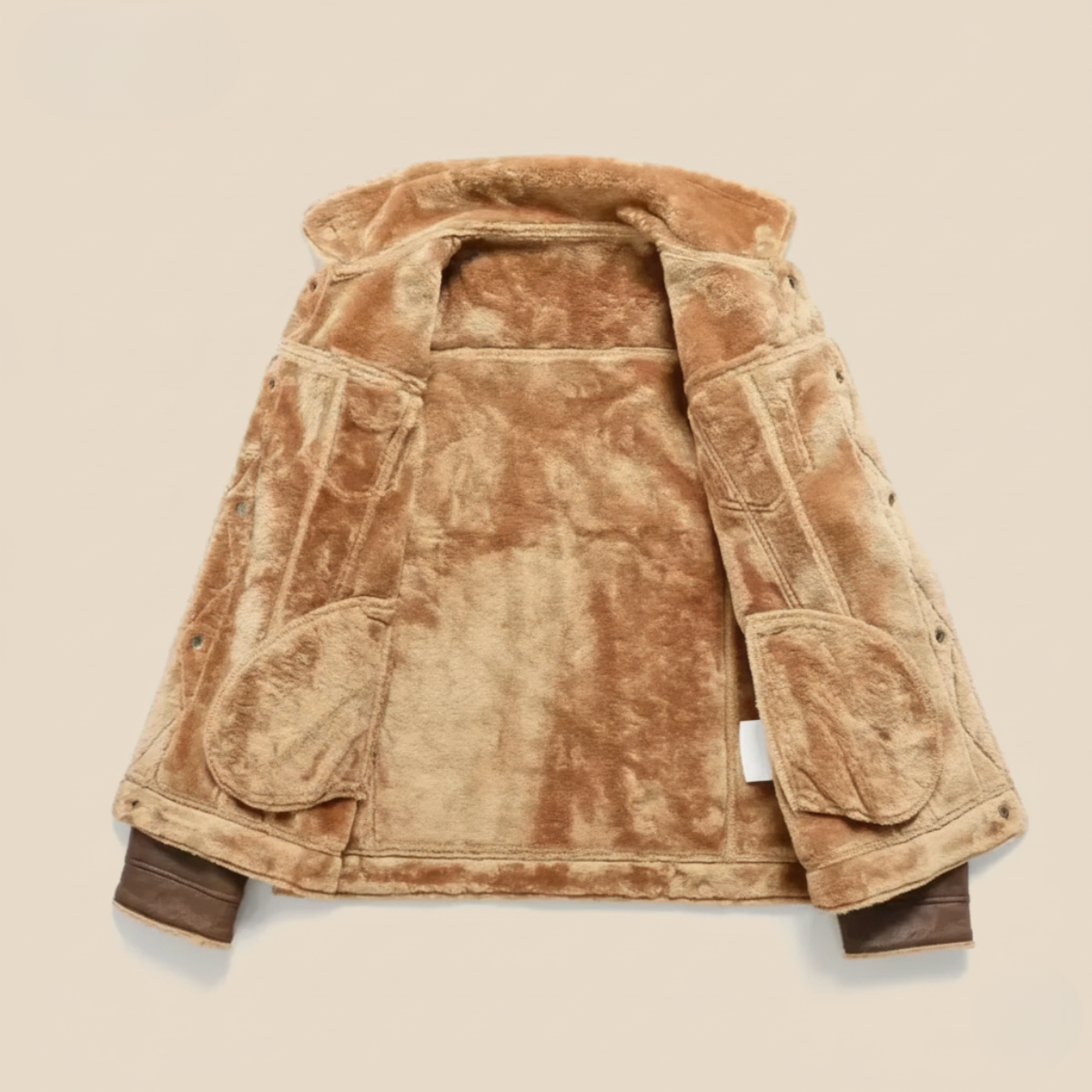 Warm Fleece Lined Suede Leather Mens Jacket
