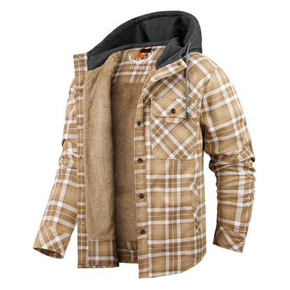 Relaxed Fit Plaid Hooded Jacket