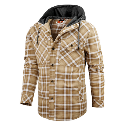 Relaxed Fit Plaid Hooded Jacket