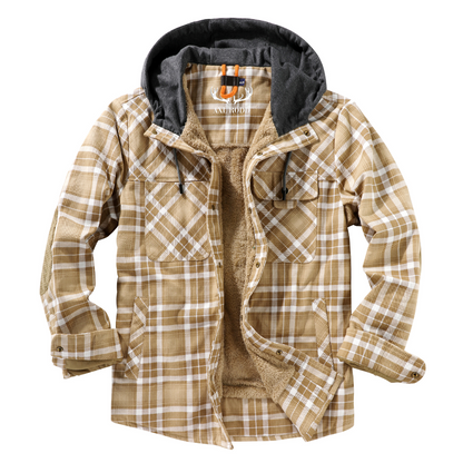 Relaxed Fit Plaid Hooded Jacket