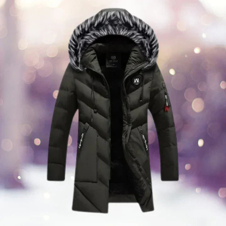 Warm Winter Parka Jacket with Faux Fur Hood