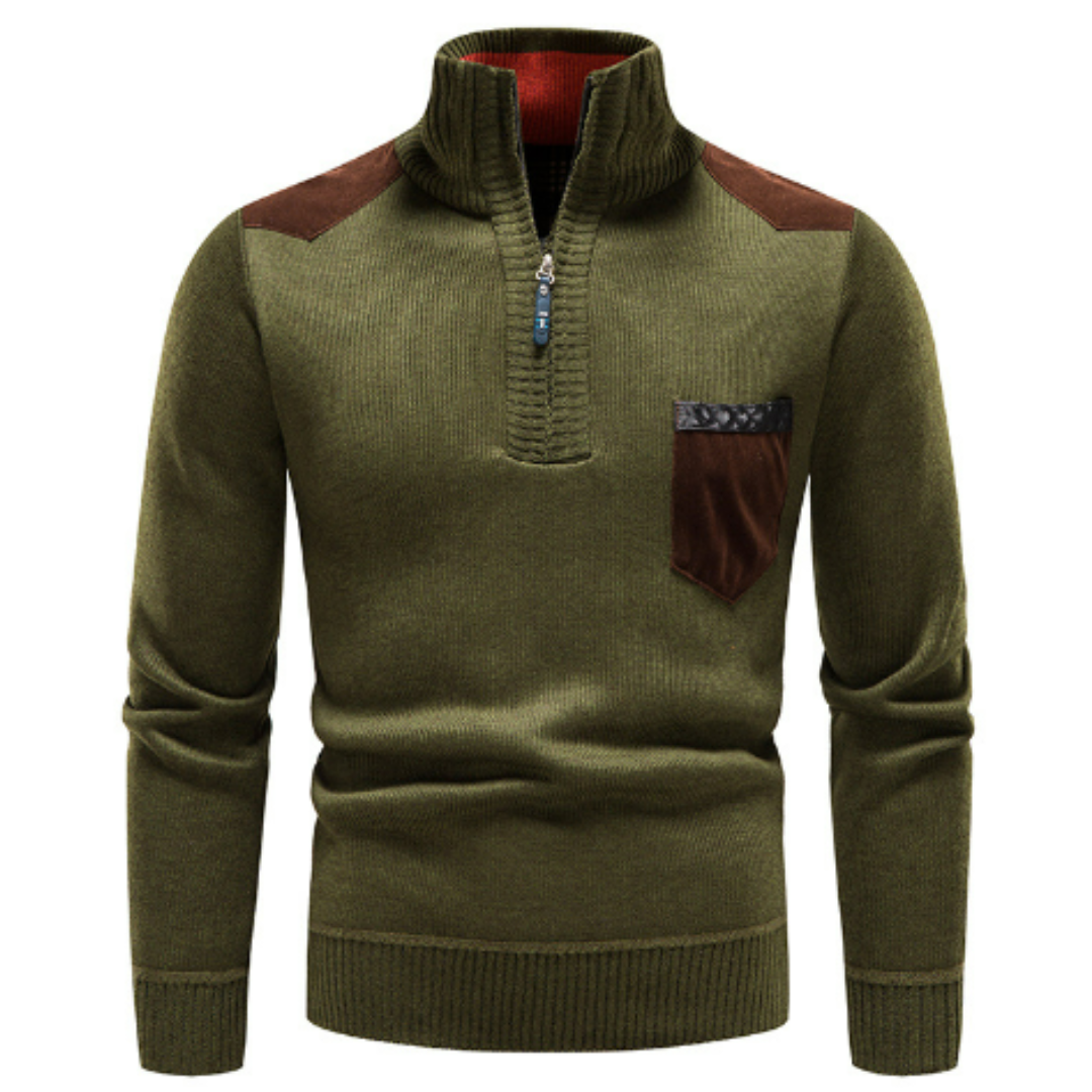 Casual Quarter Zip Crew Neck Sweater