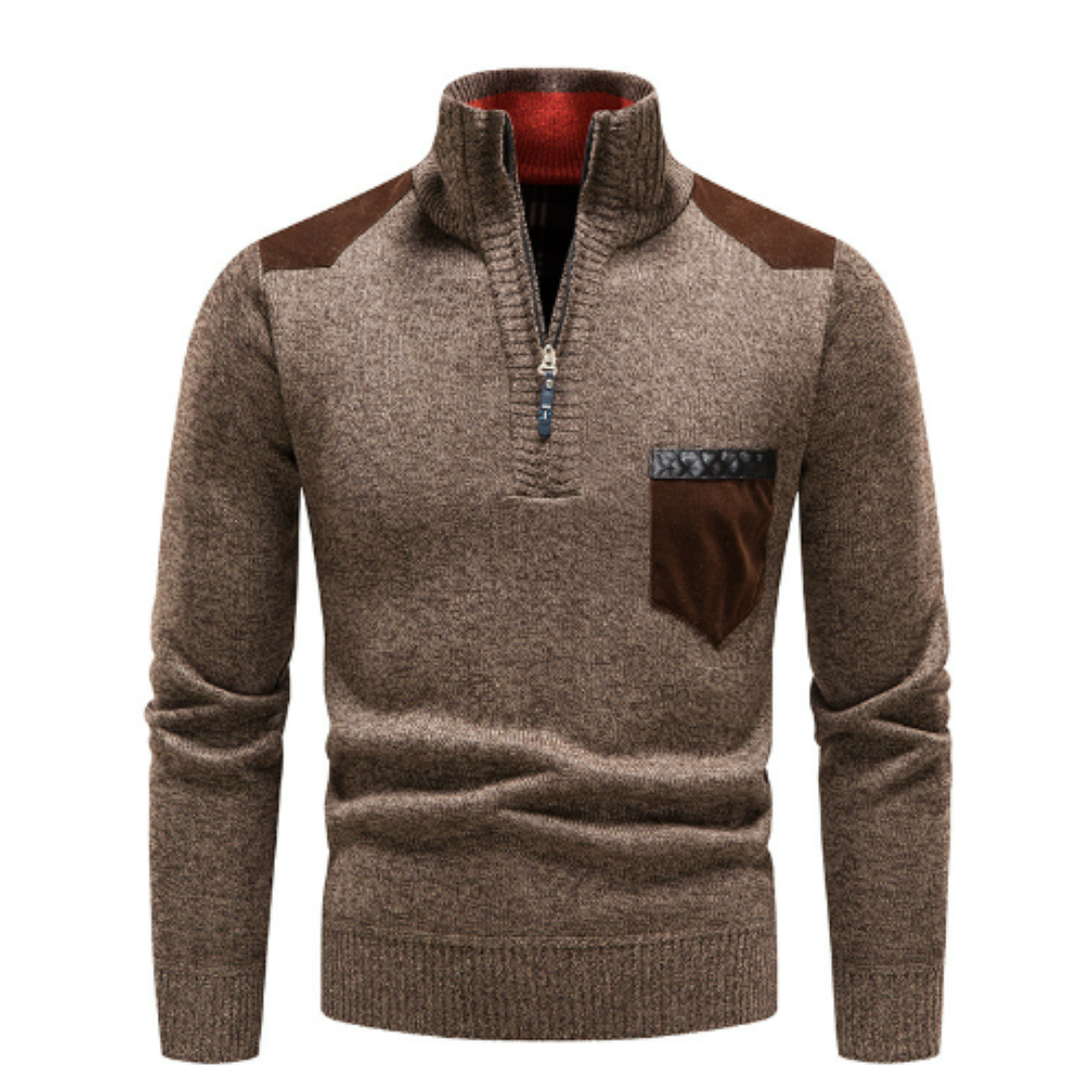 Casual Quarter Zip Crew Neck Sweater