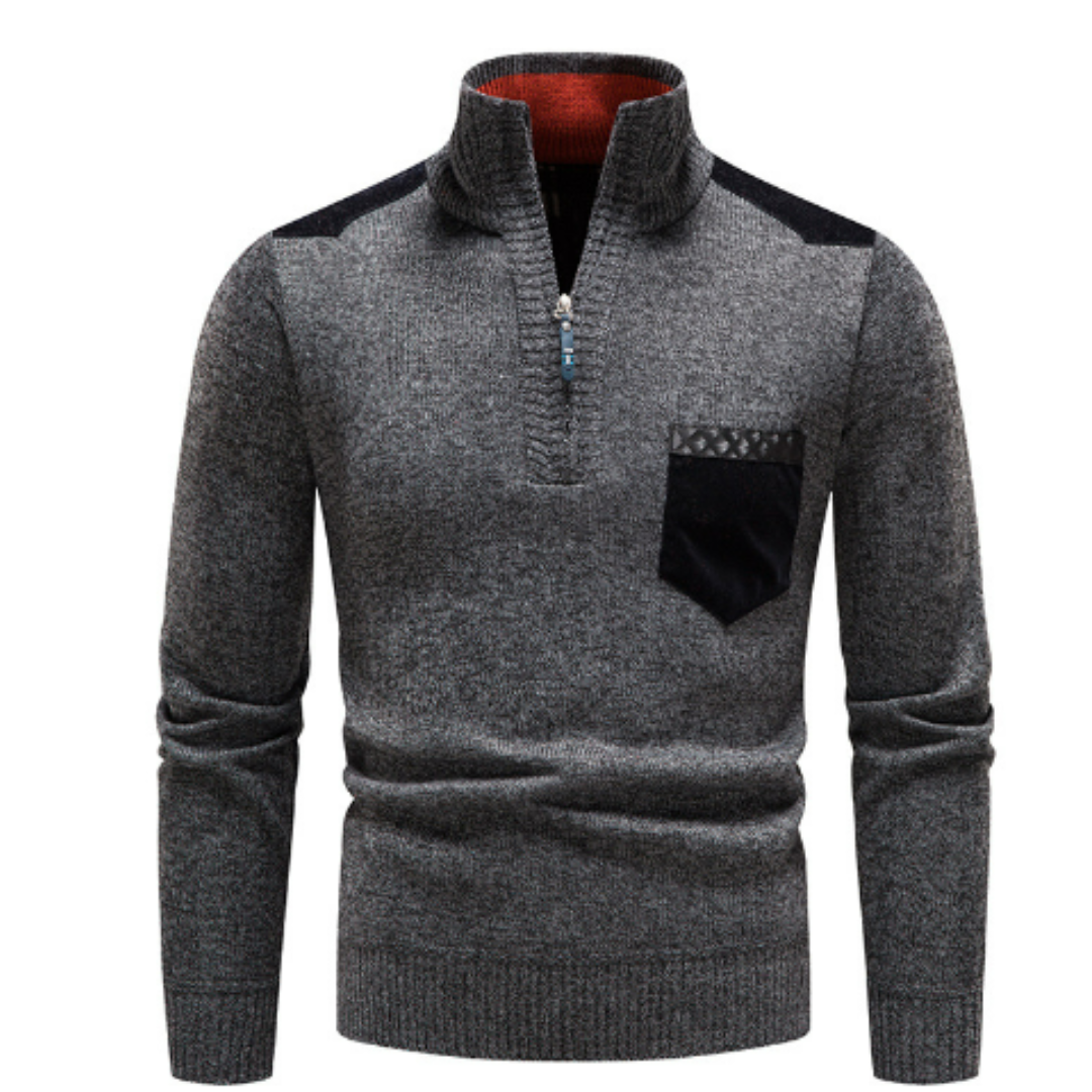 Casual Quarter Zip Crew Neck Sweater