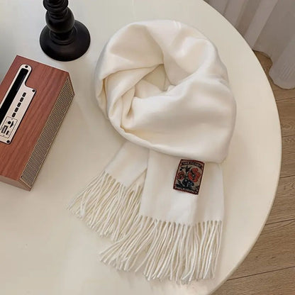 Luxury Men's White Cashmere Scarf