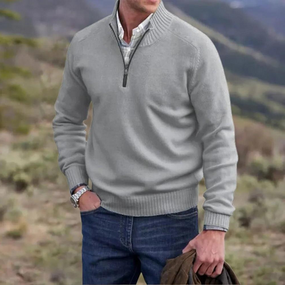 Casual Mens Quarter Zip Jumper Sweater - OutfitLondon