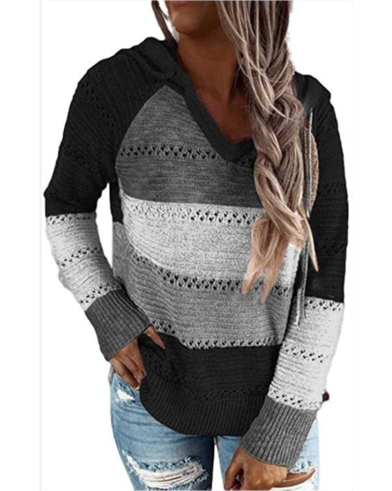 Warm Women's Cable Knit Hoodie Sweater - OutfitLondon