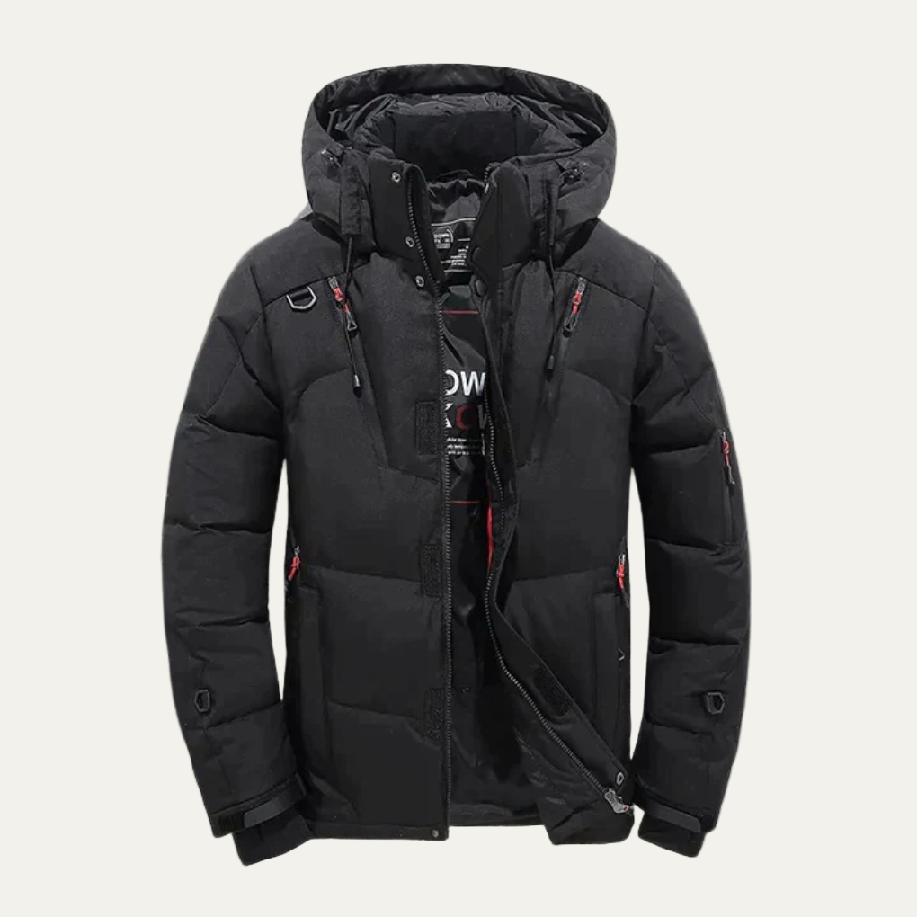Warm Waterproof Puffer Coat for Men with Removable Hood - OutfitLondon