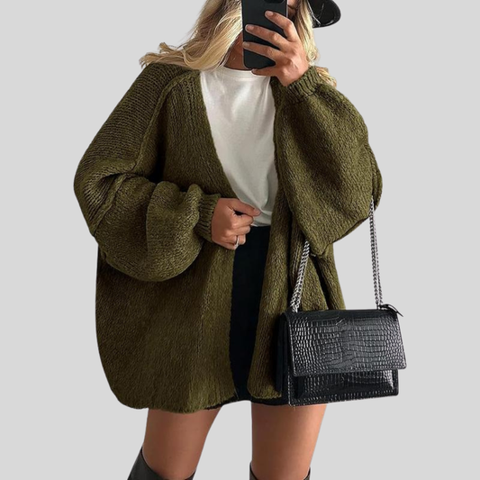 Cozy Large Fit Fall Knit Sweater Cardigan - OutfitLondon