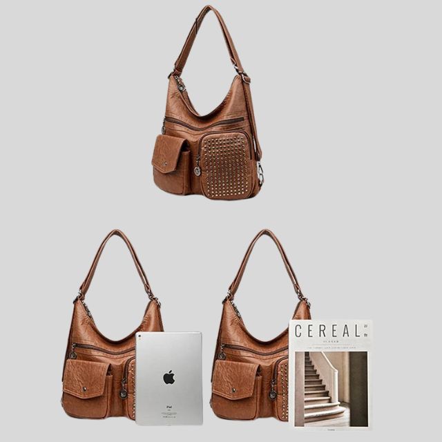 Durable Studded Leather School Backpack