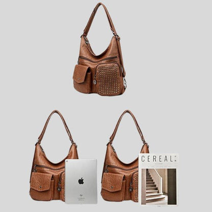 Durable Studded Leather School Backpack