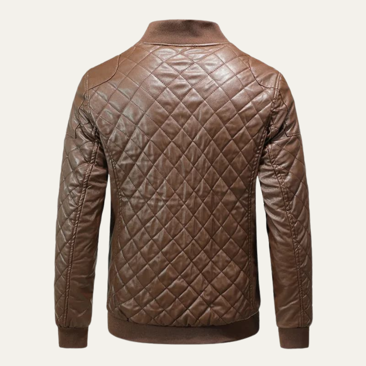 Warm Quilted Leather Mens Bomber Jacket