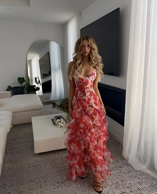 Beautiful Floral Long Dress for Special Events - OutfitLondon