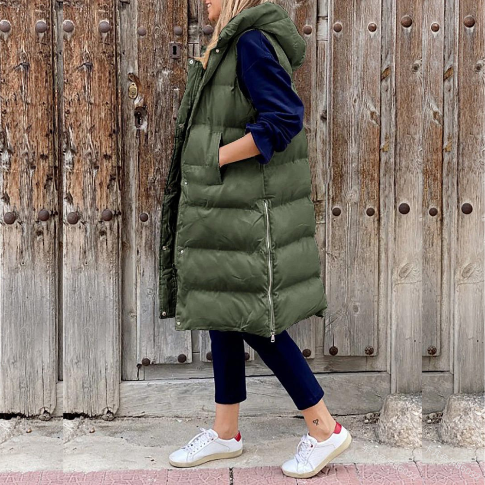 Chic Sleeveless Ladies Hooded Jacket - OutfitLondon