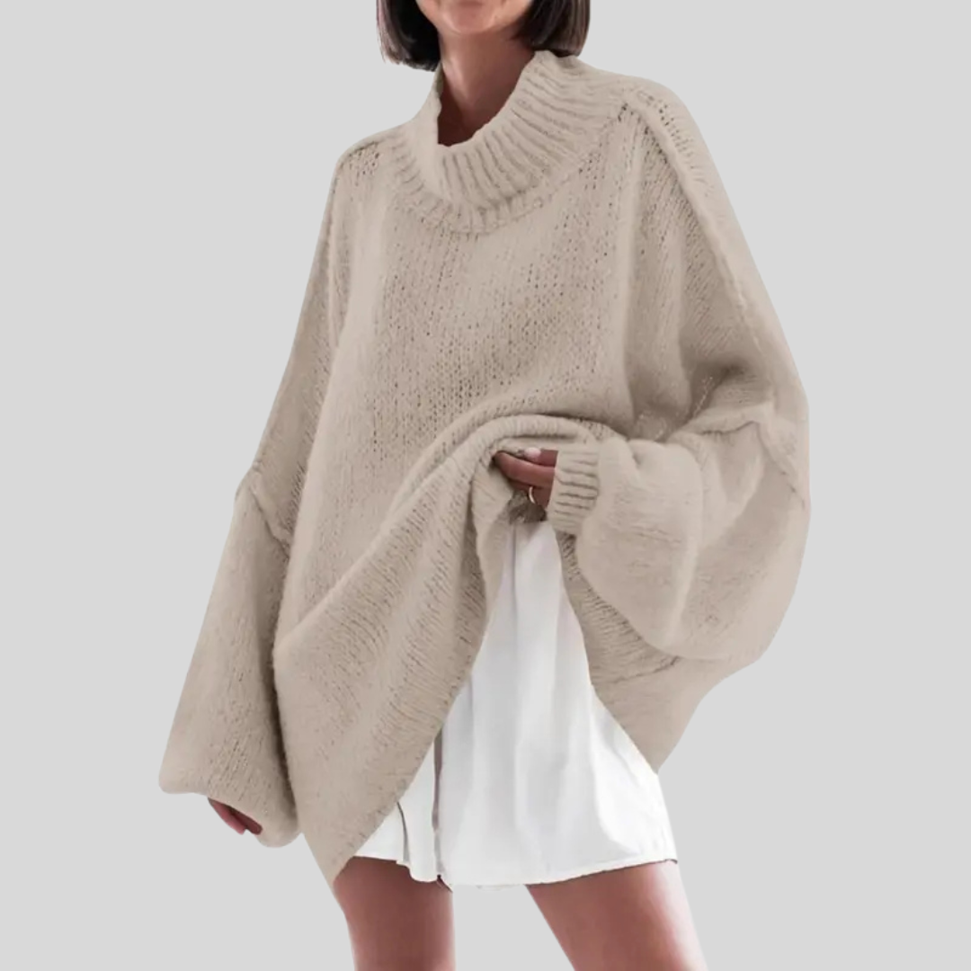 Soft Women's Long Sleeve Knit Casual Sweater Tunic - OutfitLondon