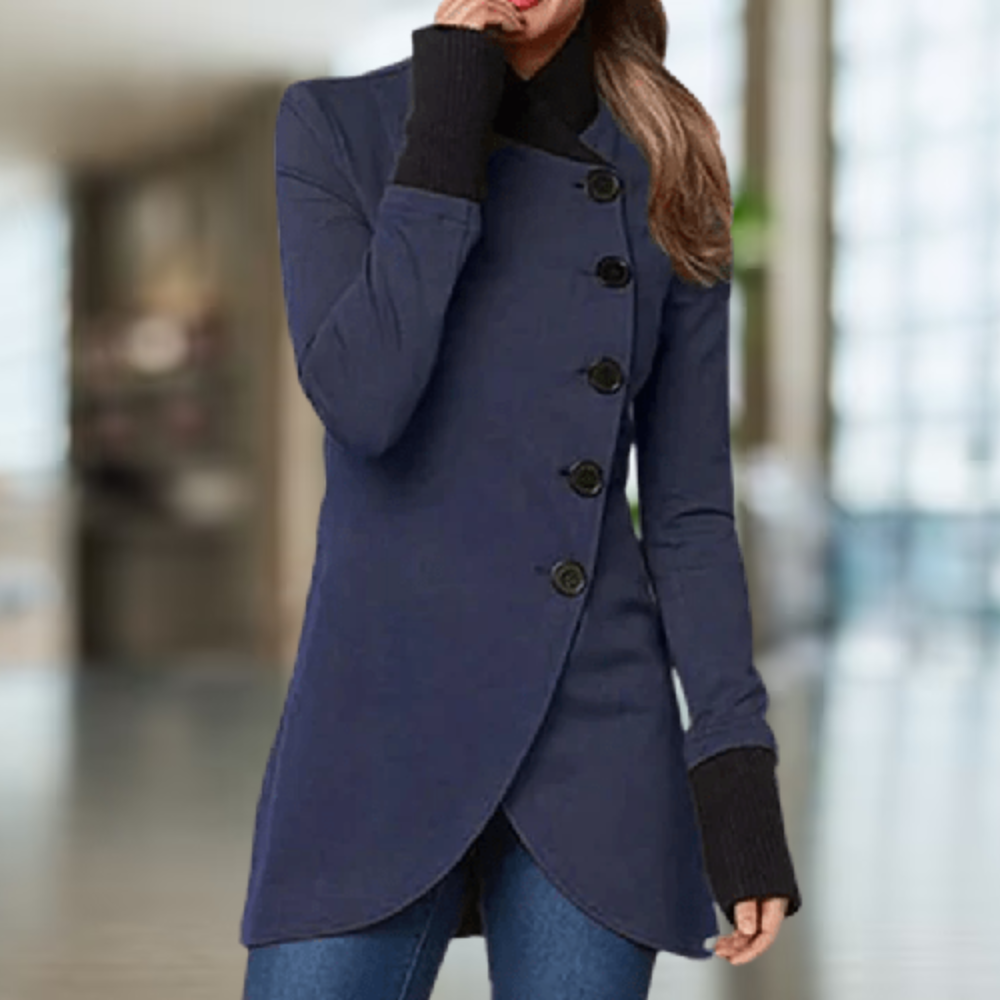 Warm Women's Uneven Hem Coat - OutfitLondon
