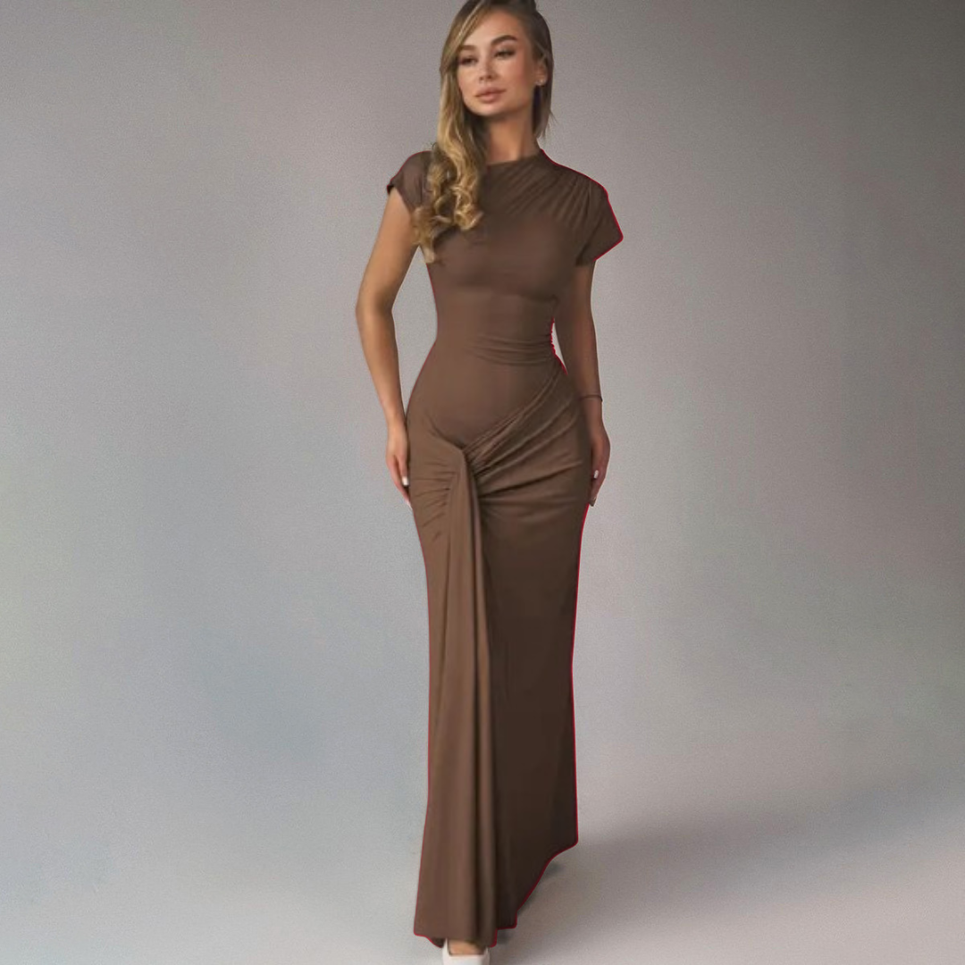Chic Ruffled Fit and Flare Maxi Dress