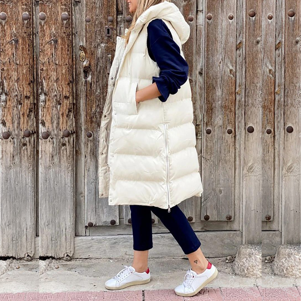 Chic Sleeveless Ladies Hooded Jacket