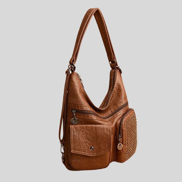 Durable Studded Leather School Backpack