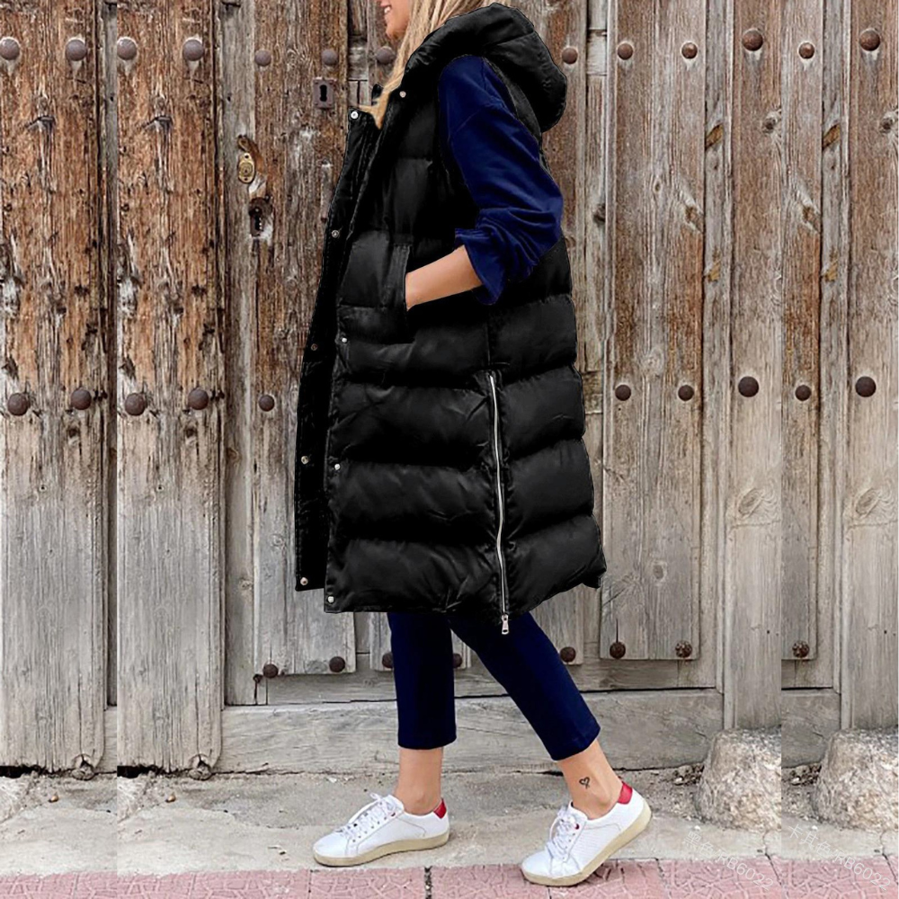 Chic Sleeveless Ladies Hooded Jacket
