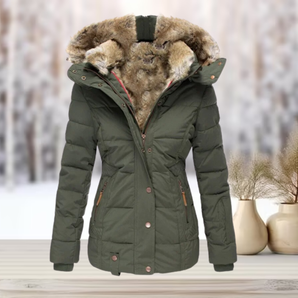 Warm Faux Fur Parka Jacket with Hood