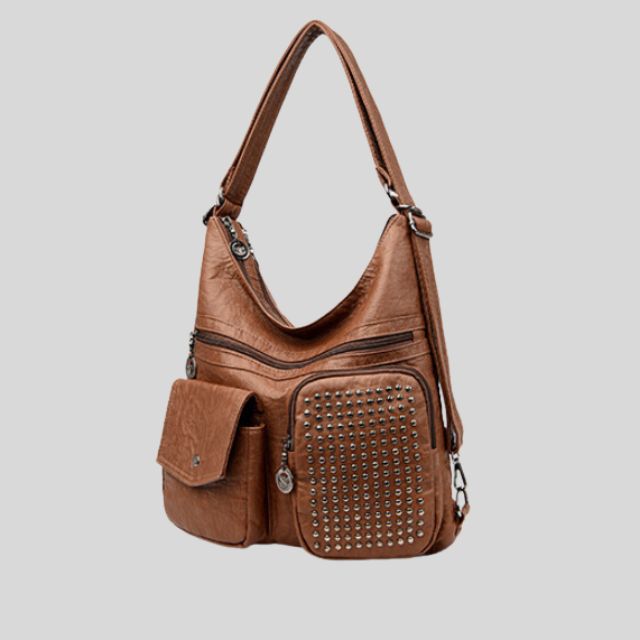 Durable Studded Leather School Backpack