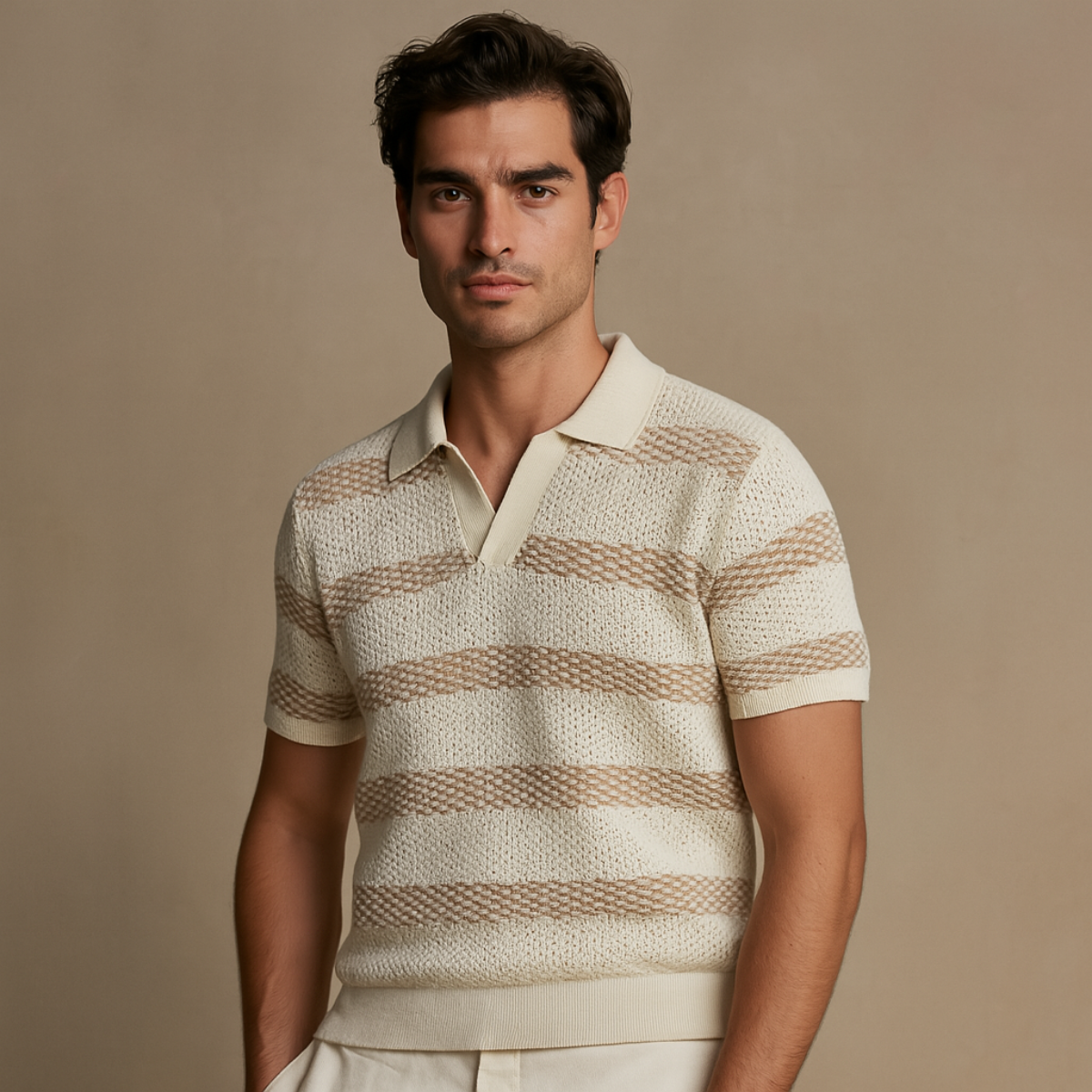 Classic Relaxed Fit Linen Polo Shirt